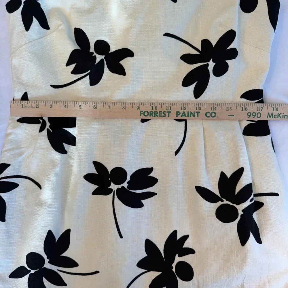 J.Crew Sheath Dress Women 14 Ivory Black Floral Cotton Pique Vacation Resortwear
